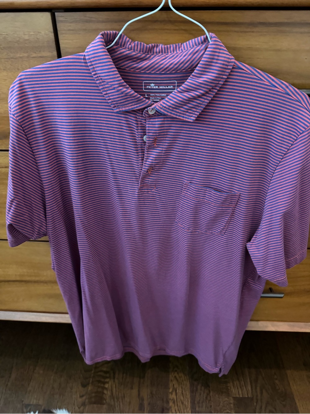 Peter Millar Purple and Blue Thin-Stripe Polo
